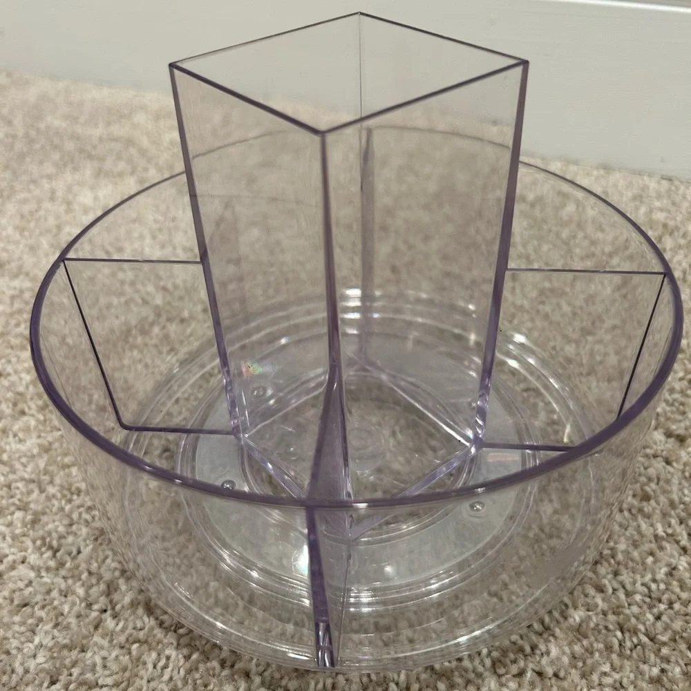 Turntable Organizer: Clear Plastic Storage with 5 Compartments